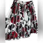 Paprika  Red and Black Floral A-Line pleated Skirt Photo 1