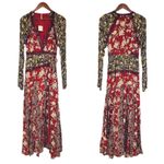 Free People  Tilda Wrap Maxi Dress Patchwork Floral Lace Red Black Size Small New Photo 1