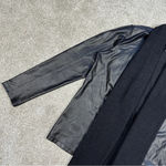Clara Sun Woo Open Front Drape Cardigan Jacket Faux Leather Knit Goth in Black M Size M Photo 4