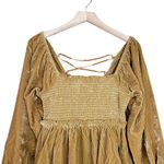 Free People Womens XS Daphne Velvet Long Sleeve Minidress in Yellow Gold NEW Photo 3