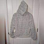 NWT Fair X Haven Faux Fur Hooded Zip Up Sweater Women's Medium Light Blue/Grey Blue Photo 1