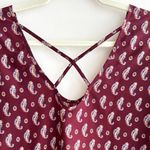 Sienna Sky  Maroon/Blue/Tan Paisley Print Short Sleeve Blouse, Size Medium Photo 13