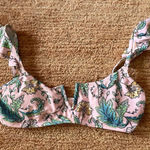 No Boundaries  Floral Bikini Top S Pink Ruffle Strap Padded Swim Top Boho Photo 0