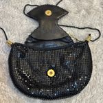 Vintage 80s Glam Black Metal Mesh Bow Purse Shoulder Handbag Chainmaille Gold Photo 3