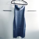 We Wore What  Size 2 Silky Blue Cowl Midi Dress Party Club Bridesmaid Wedding Photo 5