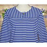 C Wonder Ladies Blue Nautical Striped 3/4 Sleeve Full Zip Cotton Knit Jacket 12 Photo 1
