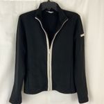 Loft Ann Taylor Black and White Zip Front Performance Jacket Size Large Photo 3