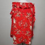 Line Up 1.4.3 Story By  Red Floral Ruffle Cold Shoulder Blouse Size Large Photo 4