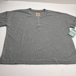 Chaser  Womens‎ Size 1X Grey Gray Boxy Short Sleeve Ribbed Henley Top Shirt NEW Photo 0