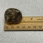 Unique Gold Tone Clip On Oval Earrings Tribal Design Geometric Textured Jewelry Photo 5