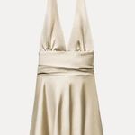 ZARA  dress mini satin halter champagne bodycon party wedding evening date  Photo 10