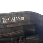 Escada Brown Black Plaid Wool Pleated Leather Belt Midi Kilt Skirt Size 38/ US M Photo 1