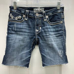 Big star Liv thick stitch distressed raw hem denim bermuda shorts women's 26 x 7 Photo 0