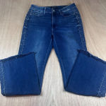 Judy Blue Women’s Flare Jeans Size 11/30 Dark Wash Studded Sides Frayed Hem Photo 0