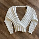 Daytrip  Surplice Ribbed Top White Soft Slouchy Boho Stretch Vacation Photo 2