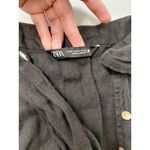 ZARA Womens Black Linen Halter Top With Button Front & Tie Neck Photo 2