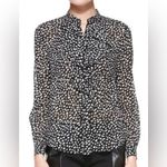 Tory Burch Veta Silk Dot Print Blouse Black Ivory Size Photo 2