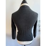 Cache  Black V Neck Ribbed Knit Sweater Top Womens Medium Silk Blend Button Photo 1