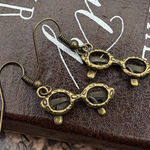 Vintage Bronze Glasses Earrings Book Lover Steampunk Gift Brown Photo 0