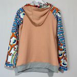 Women’s Casual Funky Print & Textured Pullover Hoodie Sweatshirt Orange NWOT Photo 6