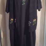 Teddi womens large shift dress with matching open knit sweater floral. See pics Black Photo 0