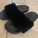 Fuzzy Black Slide Sandals Size 7 Photo 0