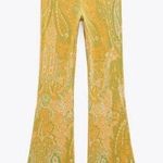 ZARA  jacquard flare yellow mustard pants NEW Photo 0
