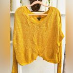 EXPRESS Tie Sleeve Split Back Sweater yellow sweater. Photo 7