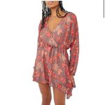 Free People  Floral Scarf Teegan Mini Dress V Neck Size L Photo 1