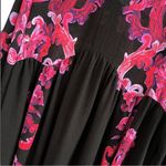 Free People EUC Symphony Bell Sleeve Dress / Tunic Top Black Floral Generous XS Photo 5