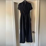 Vince Camuto  Chiffon Bodice Jumpsuit Size 2 Black Short Sleeve Mock Neck Photo 1