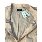 Tahari  Rose Parade Faux Leather Jacket Moto Light Pink Gold Tone Zipper Sz L NWT Photo 4