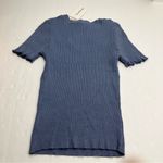 Heartloom  Rocky Top Ribbed Knit Tee Cutout Detail Dusty Blue Women SZ Large NEW‎ Photo 9