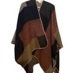 Unknown Brand‎ Women's Brown Color Block Boho Poncho Cardigan Oversized Cape Size undefined Photo 2