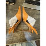 Andrea Pfister Couture Orange Embossed Pointed Toe Leather Pumps Slingback Size 9 Photo 7