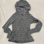 Lululemon Movement Jacket sz 6 Gray Stripe Hoodie Thumb Hole Hoodie Photo 2