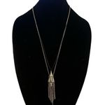 BCBGeneration two tone rhinestone geometric tassel necklace Photo 0