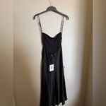 Hello Molly  No Advice Midi Dress Sz 4 in Black Satin Open Back Slit NEW Photo 5