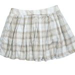 Rue 21  Womens M Tan Blue White Plaid Schoolgirl A-Line Pleated Skirt NWT Photo 0