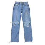 RE/DONE  90’s High Rise Loose Distressed Light Wash Button Fly Jeans 24 (27x31) Photo 3
