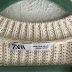 ZARA Cream Chunky Knit Sweater Vest V-Neck Pullover Sz Medium Preppy Photo 2