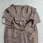 & Other Stories Rina di Montella Silk Jacket Dress 2 Pc 10 Brown Trumpet Tiered Mother of Bride Photo 5