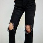 Free People  Maggie Mid-Rise Straight-Leg Jeans in Washed Black 100% Cotton Sz 26 Photo 1