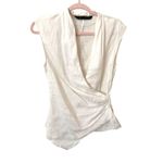 ZARA  Draped Linen Blend‎ Top White Small Photo 1
