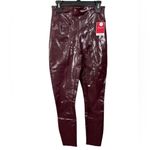 Spanx NWT Faux Patent Leather Shiny Leggings Ruby Burgundy Size XS PETITE Photo 3
