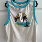 Garage Bahamas Cropped Graphic Ringer Tank Top Large NWT Photo 0