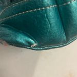 Kathy Van Zeeland  Turquoise‎ Patent Leather Multicolor Satin Fabric Shoulder Bag Photo 15