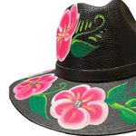 HAT MEXICAN Artisanal Hand Painted Fedora Floral Sombrero Panama Bohemian Black Photo 4