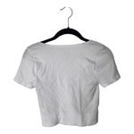 One Step Up White Ribbed Cropped Short Sleeve Top Size XL Stretch Knit Tee Photo 2