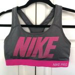Nike Grey and Pink Women's Pro Classic Padded Graphic Sports Bra Size M Photo 0